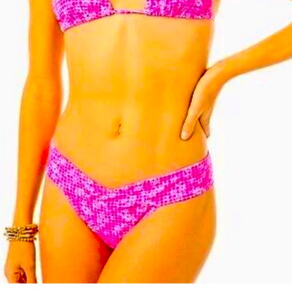 Lilly Pulitzer Trey Bikini Swim Bottom Sz 8 Aura Pink Check You Out